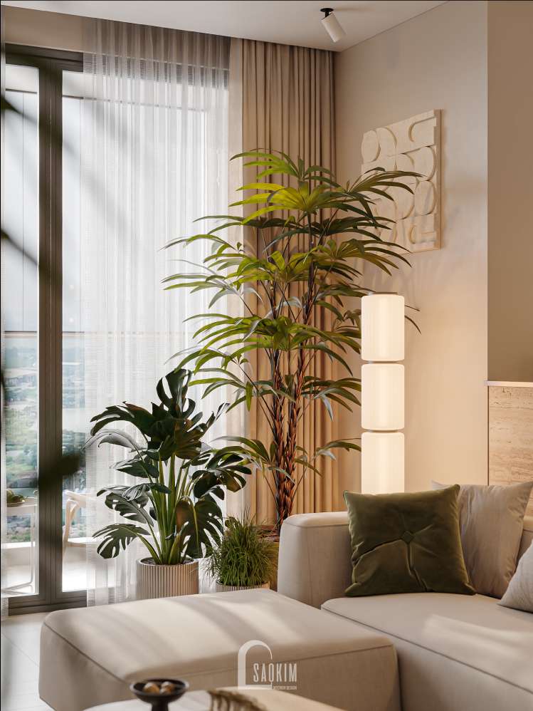 Thiết kế phòng khách căn hộ Viha Complex Leciva 118m2 phong cách Modern Japandi – Khi Sự Bình Yên Được Thiết Kế Thành Hình